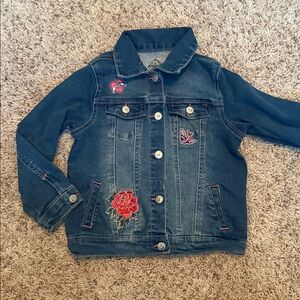 Jordache 5T Embroidered Denim Jacket Patches & rhinestones on the buttons
